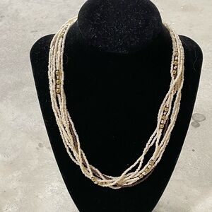 Vintage Glass Beads Twisted white bronze necklace classic MCM Traditional